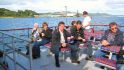 A warming cuppa on board during the return trip from the island